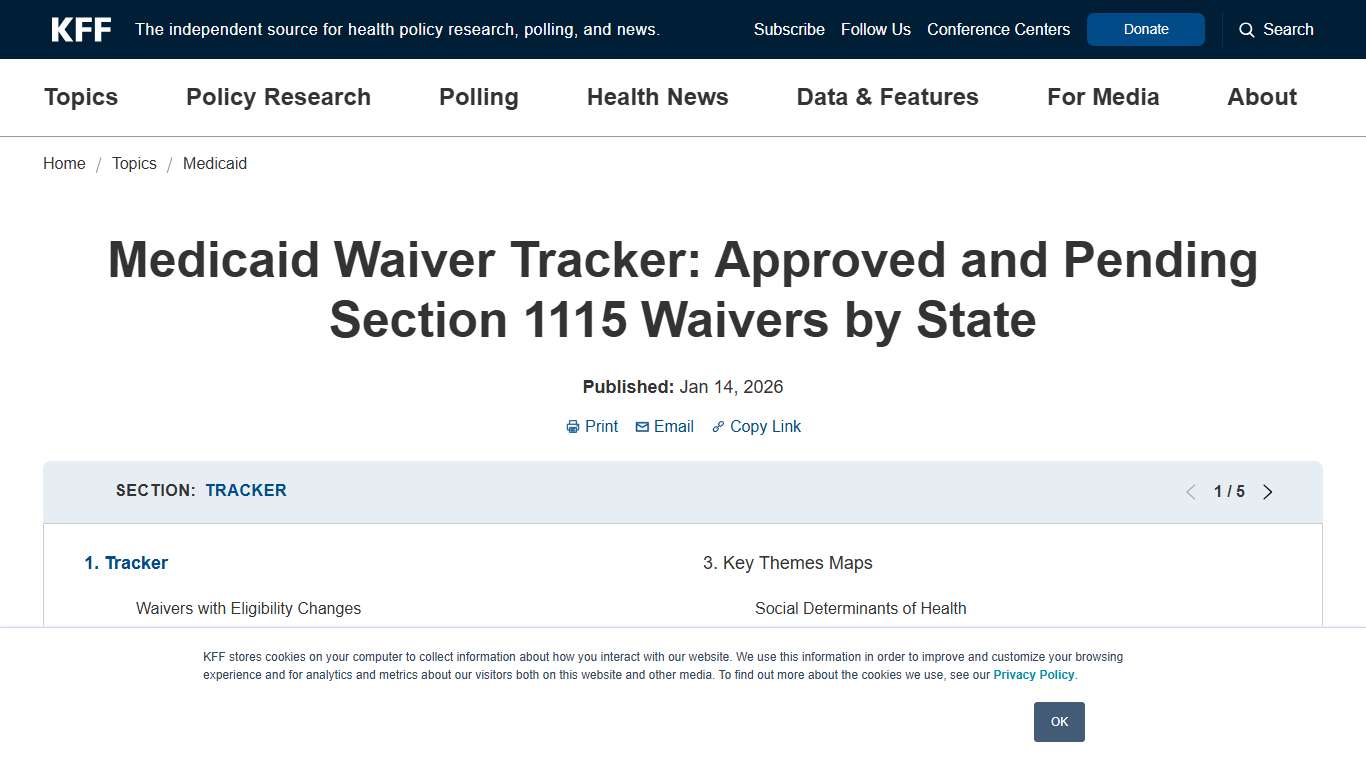 Medicaid Waiver Tracker: Approved and Pending Section 1115 Waivers by State KFF